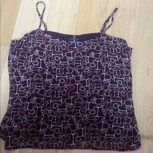 New York & Company Burgundy Spaghetti-Strap Printed Camisole
